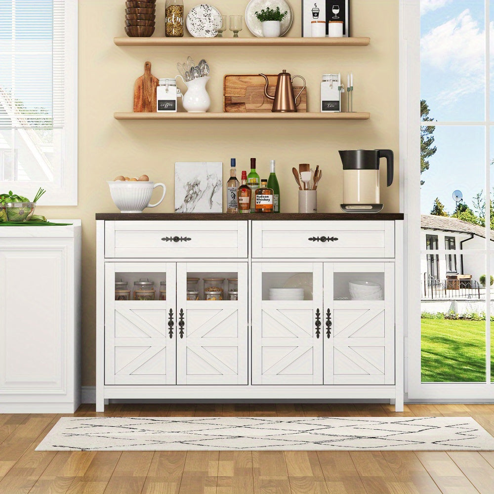 Dressoir – Buffetkast – Opbergkast – Sideboard – Ladekast – 140 cm breed – MDF materiaal – Rustiek modern ontwerp – 4 deuren en 2 ruime lades