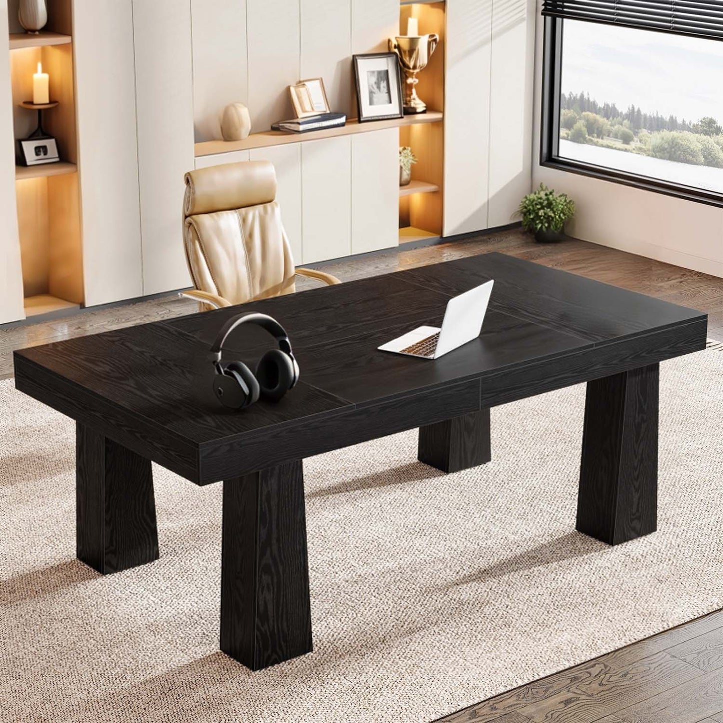 Eettafel – Dinertafel – Keukentafel – Tafel – Werktafel – Modern Industrieel Design – Ruim 160x80 cm – Robuuste Matzwarte Tafel