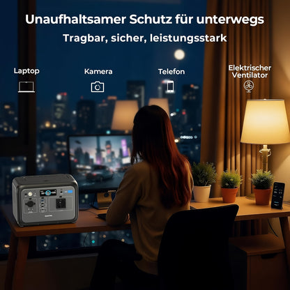 Portable Power Station – Draagbare Stroomvoorziening – Powerbank – Noodstroomvoorziening – Zonnegenerator – 512Wh Capaciteit – 800W Output Met Snelladen