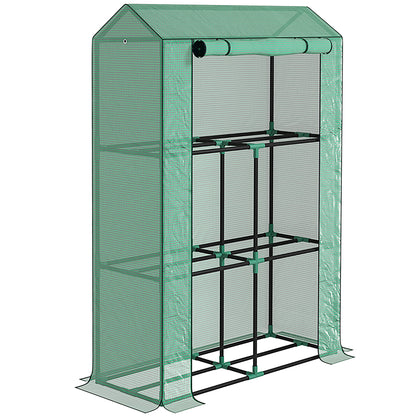 Kweekkas – Kweekkast – Broeikas – Plantenkas – Moestuin Kas – Compact Met 3 Planken – UV-bestendige Cover – Stabiel Gepoedercoat Stalen Frame – 100x40x150 cm – Roldeur Ventilatie