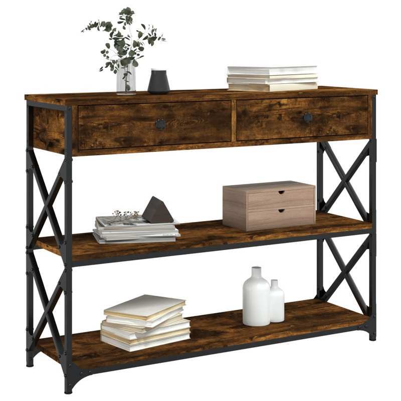 Console Table – Sidetable – Haltafel – Wandtafel – Bijzettafel – Bruin – Gemaakt Van Duurzaam Eikenhout – Compact Formaat 100x28x75 Cm