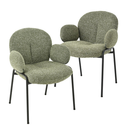 Set van 2 Chic Scandinavische Accentstoelen – Gebogen Design met Verstelbare Poten – Groen, Stijlvol en Comfortabel