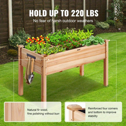 Tuinbak – Verhoogde Plantenbak – Bloembak – Moestuinbak – Kruidenbak – Hout – Compact Rechthoekig Model – 47,2x22,2x76,2 cm – Comfortabel Tuinieren Zonder Bukken