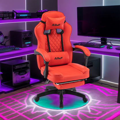 Gamestoel – Gaming Stoel – Game Stoel – Gaming Chair – Bureaustoel – Ergonomisch Design – Verstelbare Hoogte & Lendensteun – Rood