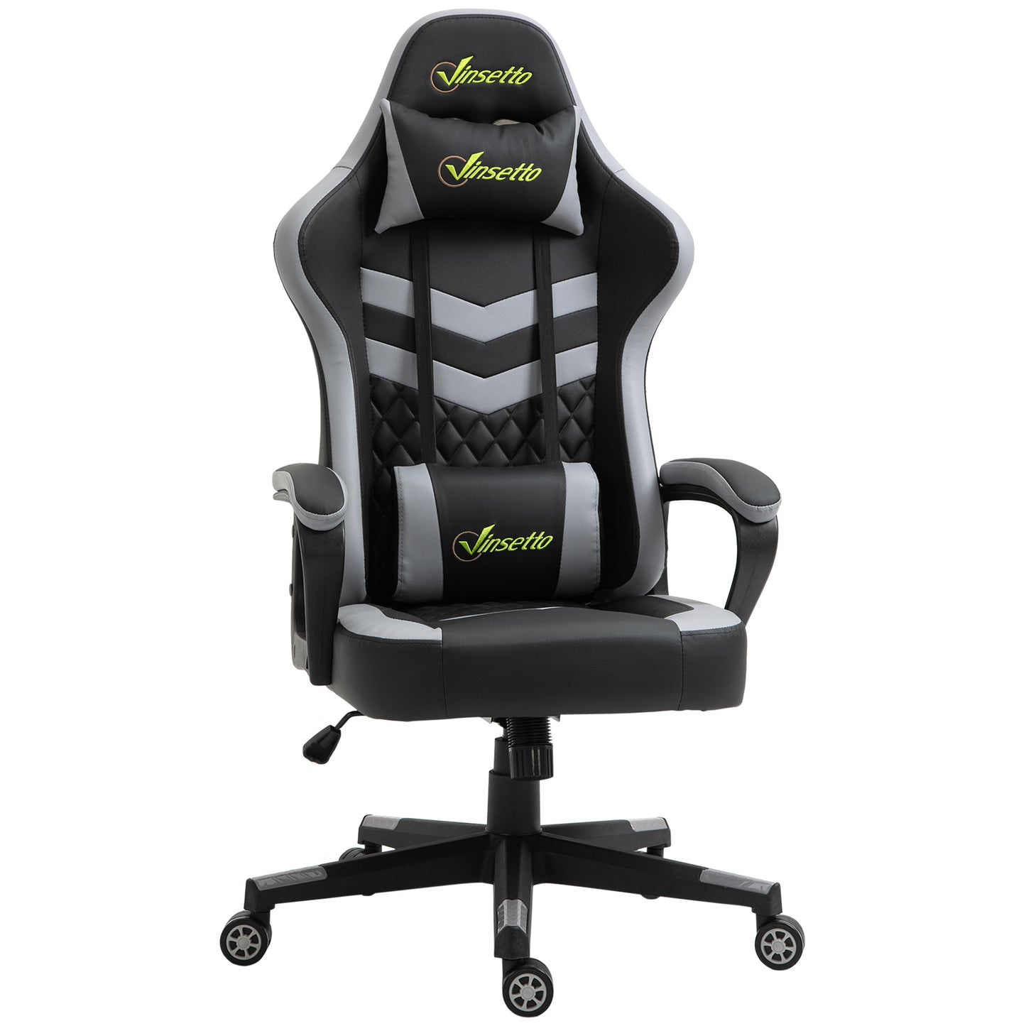 Gamingstoel – Bureaustoel – Gamestoel – Werkstoel – Kantoorstoel – Ergonomisch Design – Verstelbare Hoogte – Afneembare Hoofdkussen – Lendensteun – Zwart-Grijs