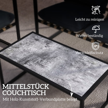 Tuinset – Balkonset – Loungeset – Zitgroep – 4 Personen – Gepoedercoat Stalen Frame – Comfortabele 12 cm Dikke Kussens