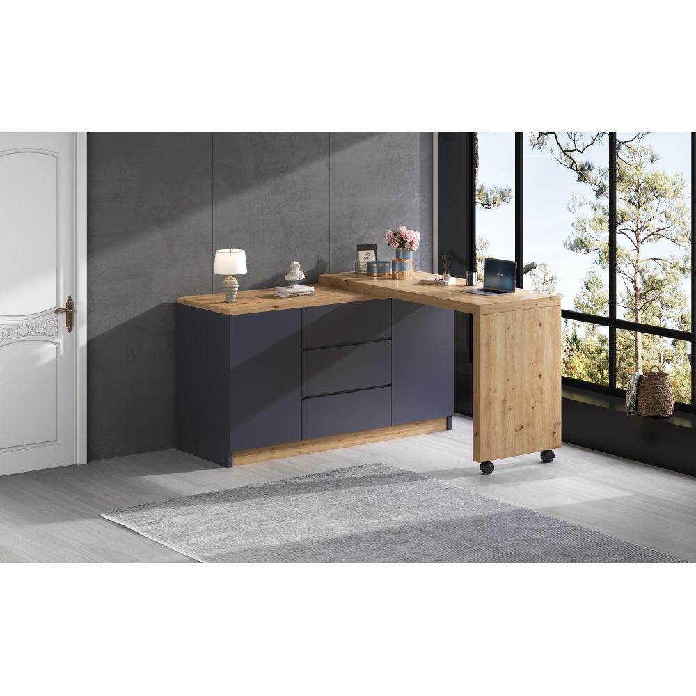 Bureau – Inklapbaar Bureau – Mobiel Bureau – Werkplek – Kantoortafel – Ruimtebesparend Ontwerp – 4 cm Dikte Tafelblad – Zwenkwieltjes Met Vergrendeling