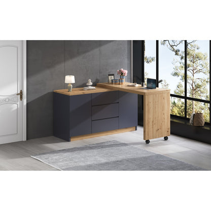 Bureau – Inklapbaar Bureau – Mobiel Bureau – Werkplek – Kantoortafel – Ruimtebesparend Ontwerp – 4 cm Dikte Tafelblad – Zwenkwieltjes Met Vergrendeling