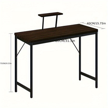 Space-Saving Office Desk 80x40x75cm With Monitor Mount | Nordic Home Office Desk Compact 40cm Width | 80x40cm Slim Desktop Fits 27-inch Monitor + Laptop