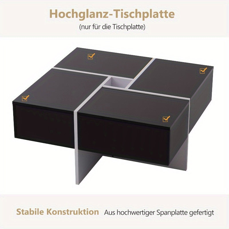 Koffietafel – Salontafel – Tafel – Bijzettafel – Centertafel – Hoogglans Afwerking – Metalen Constructie 70x70x35cm