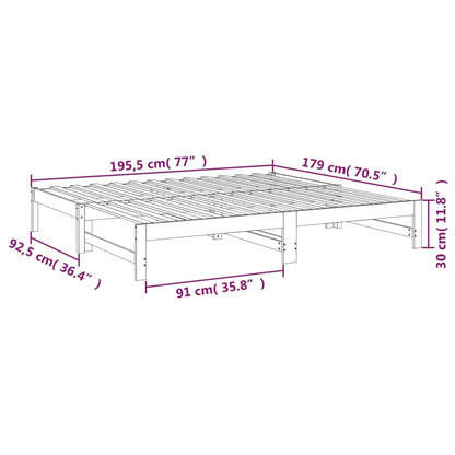 Slaapbank – Bedbank – Slaapmeubel – Logeerbed – Bedbank Wit – Massief Grenenhout – Ruimtebesparend – 205,5 x 198 x 30 cm