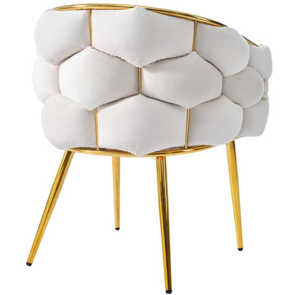 Accentstoelen – Eetkamerstoelen – Fauteuils – Woonkamerstoelen – Bureau Stoelen – Set Van 2 – Beige Bouclé Stof – Gouden Metalen Poten – Geen Montage Nodig – Gemakkelijk Schoon Te Maken