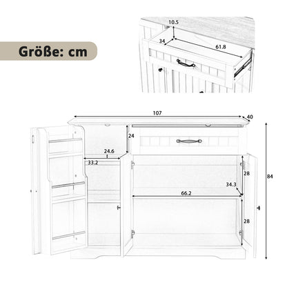 Modern and Elegant Three-Door, Three-Drawer Cutlery Cabinet | Suitable for Dining Rooms, Living Rooms, and Hallways, Metal Construction, Floor Mount