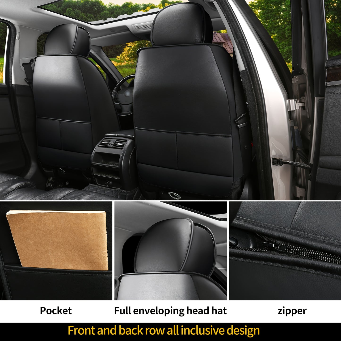 Autostoelhoezen – Stoelhoezen Auto – Zitbeschermer – Autostoelbekleding – Universele Seat Covers – 5 Zitplaatsen Set – PU Leer – Comfortabele Sponsvulling