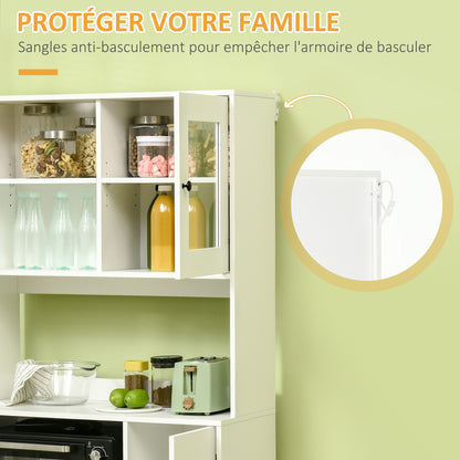Keukenkast – Buffetkast – Opbergkast – Magnetronkast – Staande Kast – Wit – Verstelbare Planken – 90x40x180 cm