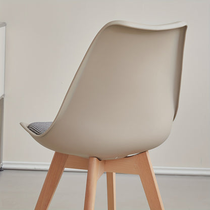 EGOONM Set of 4/6 Scandinavian Dining Chairs - Modern Nordic Style Kitchen Chairs with PP Seat, Linen Cushion & Beechwood Legs, Brown, Armless Design for Comfortable Dining, Dining Room Furniture, Minimalist Chair Design, Dur