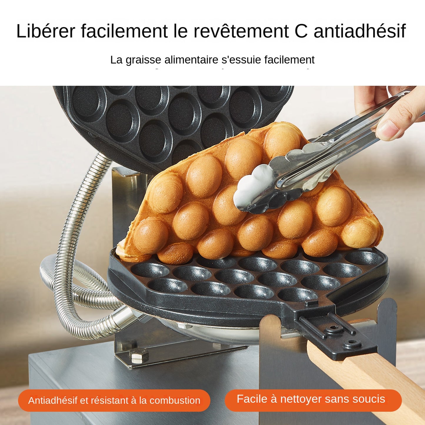Bubblewafelijzer – Wafelijzer – Bubble Wafel Machine – Eierwafelijzer – Wafelmaker – 1400W Vermogen – 180° Draaifunctie