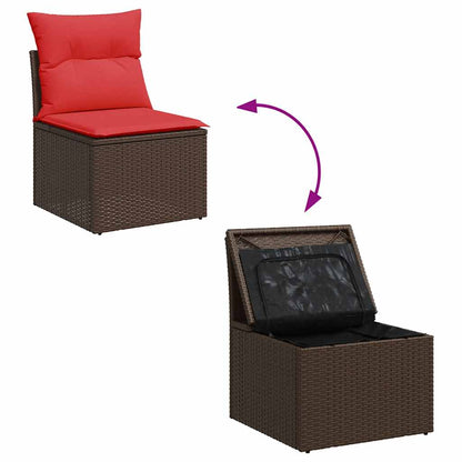 Loungeset Tuinset – Loungeset Modulaire Tuinmeubelen – Loungeset Poly Rattan – Loungeset Buiten – Loungeset Bruin – Weerbestendig PE-Rattan – Opbergruimte Met Waterdichte Binnenzak
