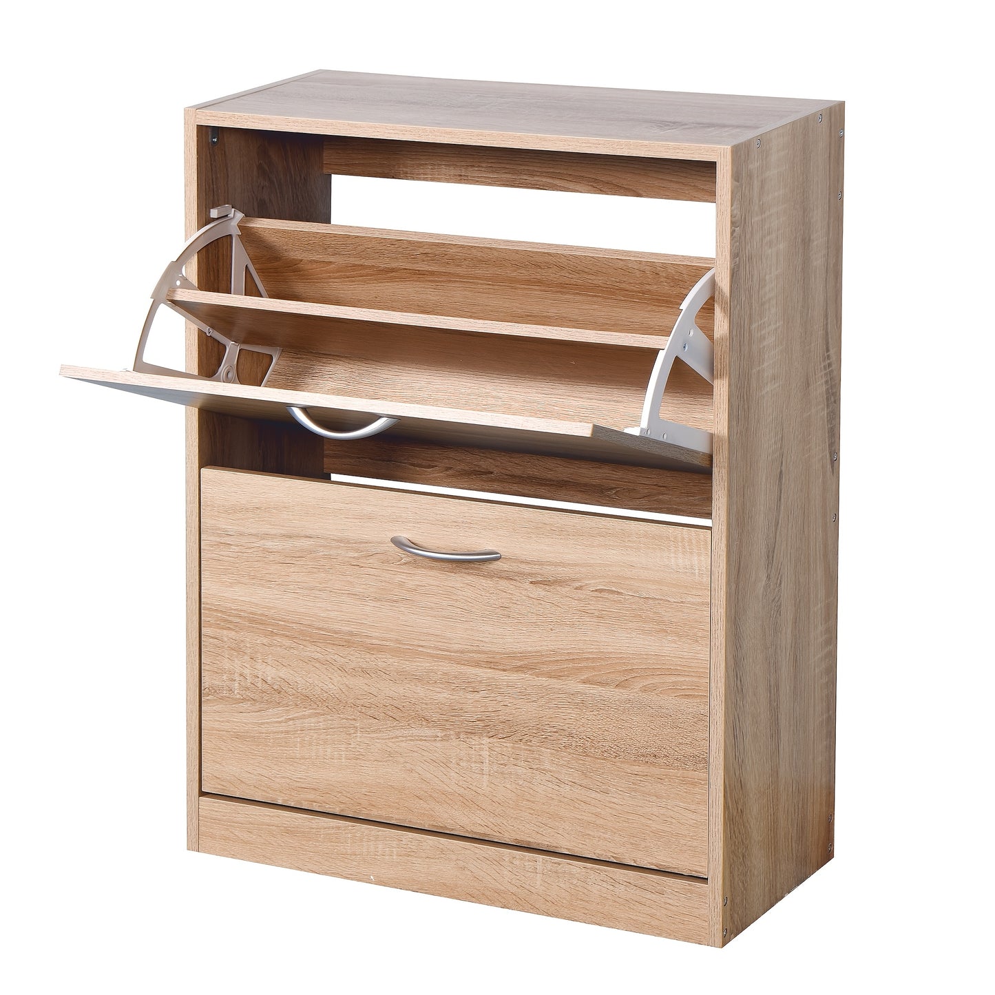 Schoenenkast – Opbergmeubel – Schoenenrek – Halmeubel – Schoenenopberger – Metaal – 2 Klapdeuren – 2 Lagen – Compact Design – Vloermontage
