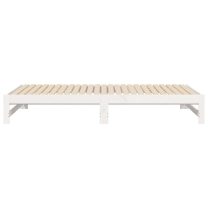 Slaapbank – Bedbank – Bedbankje – Logeerbed – Sofa Bed – Massief Dennenhout – Ruimtebesparend – 205,5x158x30 cm – Wit