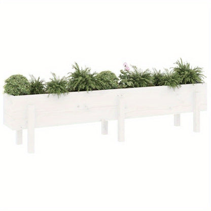Verhoogde Tuinbak – Plantenbak – Moestuinbak – Kweekbak – Bloembak – Wit – Massief Vurenhout – 160x30x38 cm Hoog