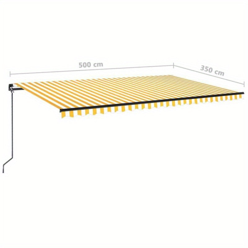 Terrasdoek – Balkonzeil – Zonnescherm – Schaduwdoek – Uitschuifbare Luifel – Geel Wit – Verstelbaar 500x350 cm – Duurzaam Metaal & Stof
