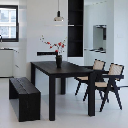 Black Oak Dining Table 140×74.5×76 Cm Wood Material - Modern Simple Style - for Home & Restaurant - Oak-Look Surface - Scratch-Resistant & Easy to Clean - Stable Plate Construction - Space for 6-8 People