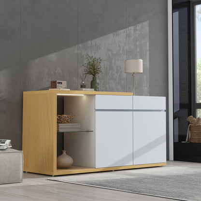 Dressoir – Sideboard – Opbergkast – Ladekast – Woonkamerkast – Wit – Multifunctioneel – 120 cm Breed – Hout en Spaanplaat – 2 Deuren en 2 Lades