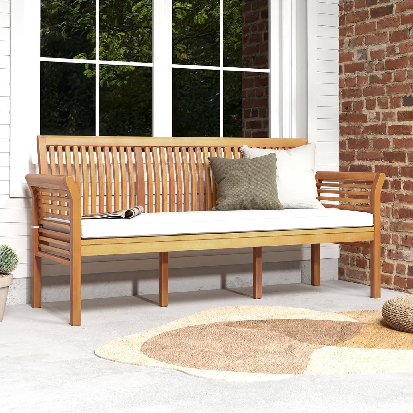 Tuinbank – Buitenbank – Houten Bank – Balkonbank – Parkbank – Acaciahout – 3-Zits – Inclusief Zitkussen – Draagvermogen 540 kg