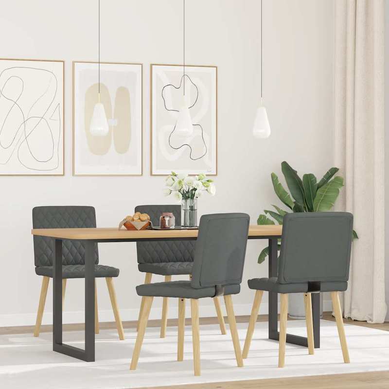 Eetkamerstoelen – Stoelen – Dining Chairs – Keukenstoelen – Zitmeubels – Donkergrijs – Massief Houten Frame – Comfortabele Zitting