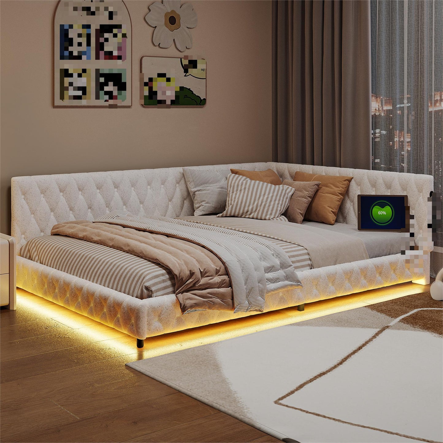 Upholstered Bed – Bedbank – Sofa Bed – Daybed – Slaapbank – Teddy Velours Stof – 140x200 cm Met Lattenbodem