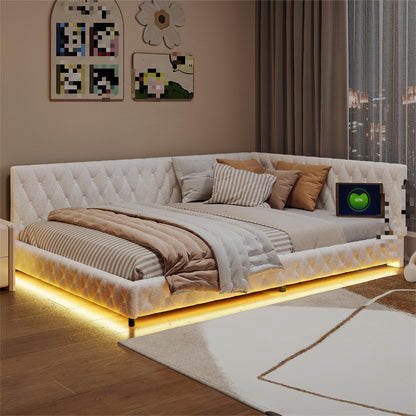 Upholstered Bed – Bedbank – Sofa Bed – Daybed – Slaapbank – Teddy Velours Stof – 140x200 cm Met Lattenbodem