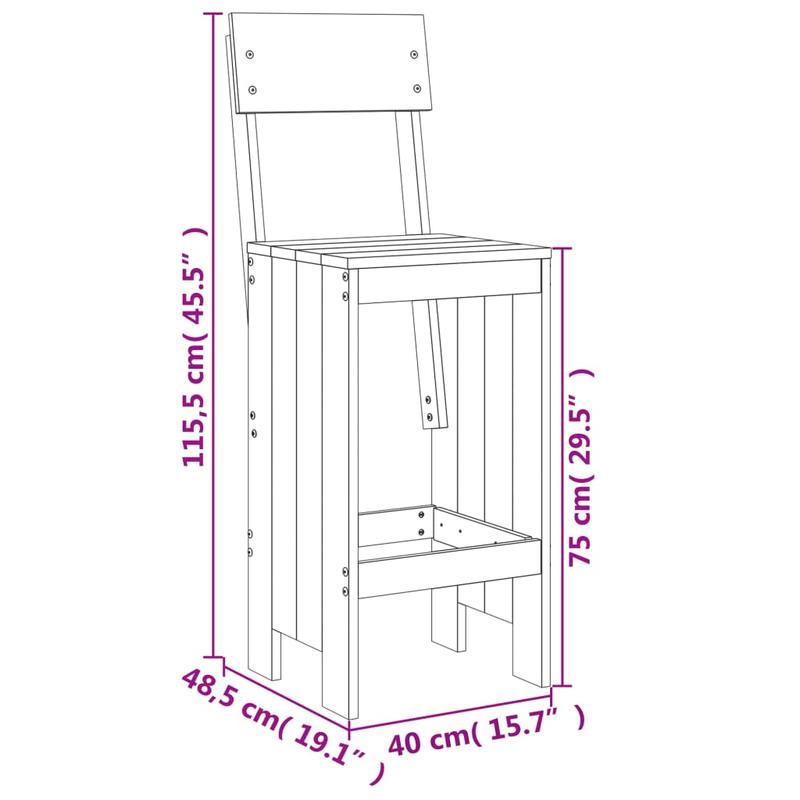 Bar stool 2pcs 40x48.5x115.5cm solid wood Douglasia, Bar Seating, Kitchen Stools, Modern Bar Stools, Stylish Seating, Hardwood Construction, Durable Stools, Counter Height Stools, Wooden Stools
