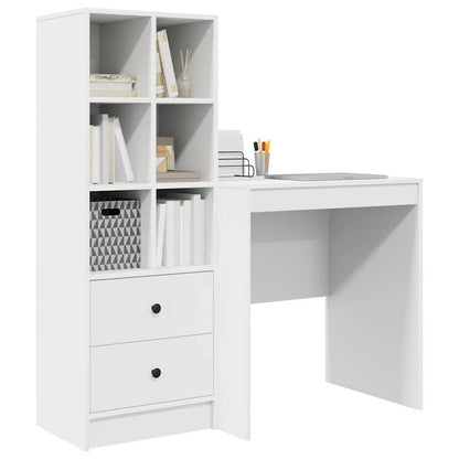 Desk with storage space with shelf 2pcs white 70 x 50 x 76cm Sleek exterior, ample storage space, sturdy and smooth, featuring a minimalist yet functional design., Study Table, Contemporary Desk, Modern Furniture, Robust Buil