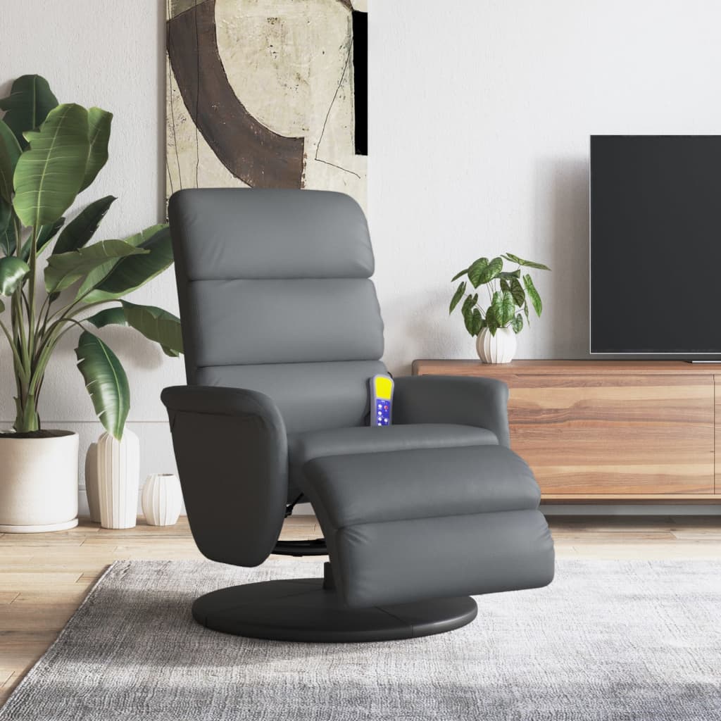 Relaxstoel – Fauteuil – Lounge Stoel – Draaifauteuil – Verstelbare Stoel – Grijs – 360° Draaibaar – Kunstleren Bekleding