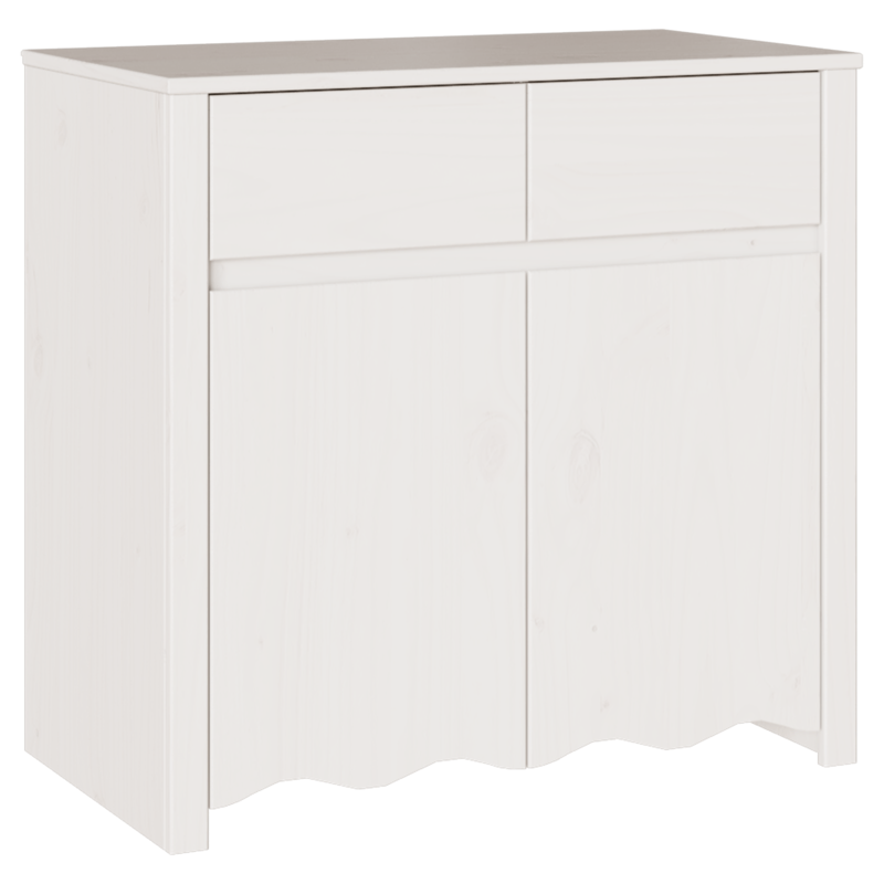 Dressoir – Sideboard – Opbergkast – Ladekast – Kast – Wit gelakt – Massief hout & spaanplaat – Compact 79x43x75,5 cm
