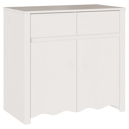 Dressoir – Sideboard – Opbergkast – Ladekast – Kast – Wit gelakt – Massief hout & spaanplaat – Compact 79x43x75,5 cm