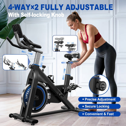 Fitnessfiets – Indoor Cycling Bike – Hometrainer – Trainingsfiets – Compact – 300 Watt Weerstand – Stabiel Frame - Grijs - QUORE