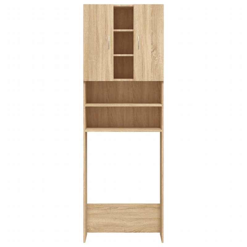 Wasmachinekast – Wasmachine Meubel – Wasmachine Ombouw – Opbergkast – Badkamerkast – Sonoma Eiken – 64x25,5x190 cm – Hoogwaardig Hout – Veel Opbergruimte
