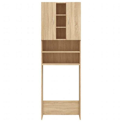 Wasmachinekast – Wasmachine Meubel – Wasmachine Ombouw – Opbergkast – Badkamerkast – Sonoma Eiken – 64x25,5x190 cm – Hoogwaardig Hout – Veel Opbergruimte