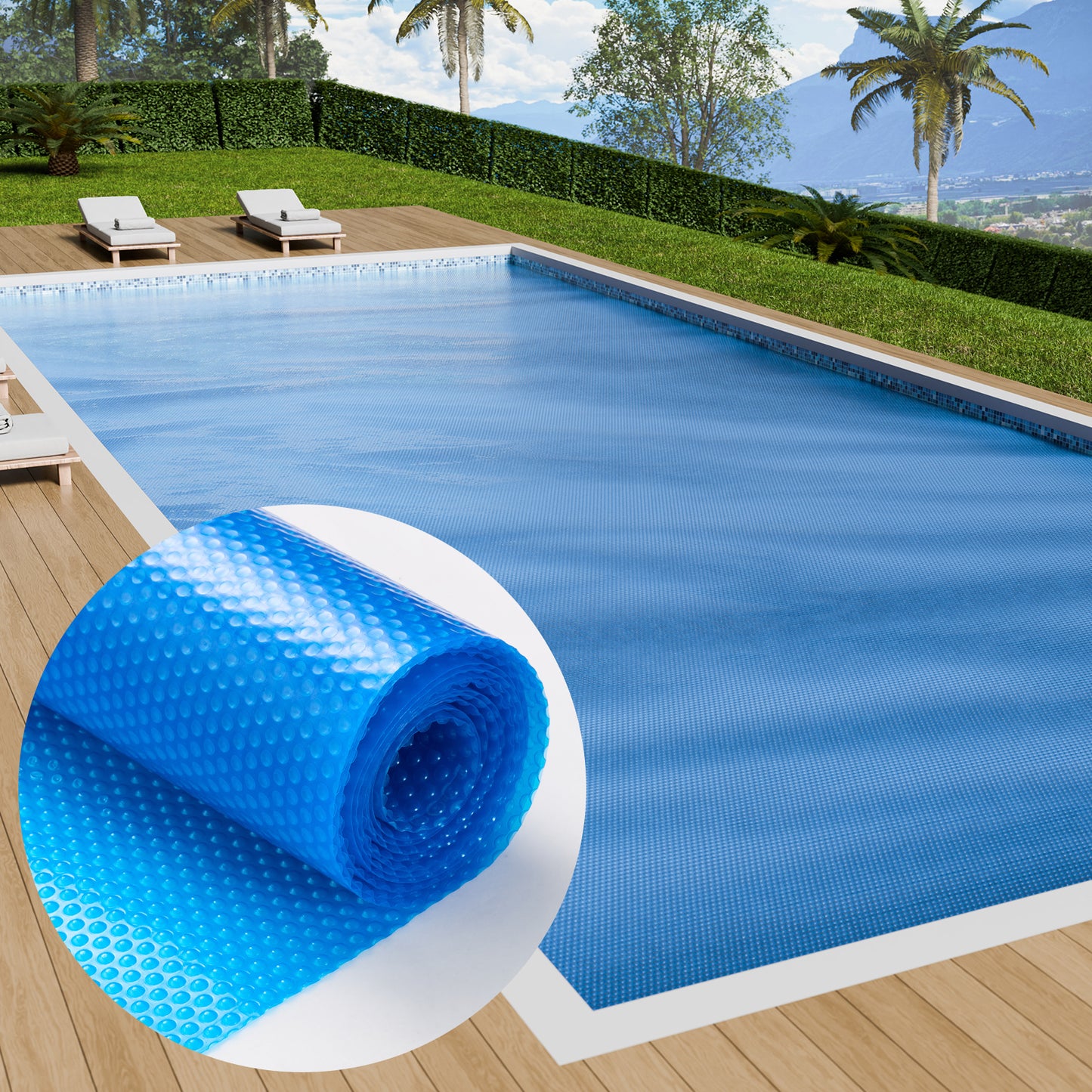 Zonne-energie Zwembadafdekking – Zwembad Cover – Solar Cover – Zwembadafdekking – Bubbellaag Afdekking – 12,2x6,1 Meter – 16 Mil PE Materiaal – Warmte-isolerend & Waterbesparend