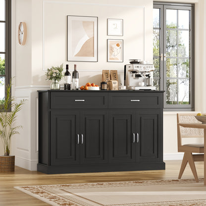 Dressoir – Sideboard – Opbergkast – Buffetkast – Tv-kast – Modern Design – Massief Hout & Spaanplaat – Ruime Opbergruimte met Lades en Deuren