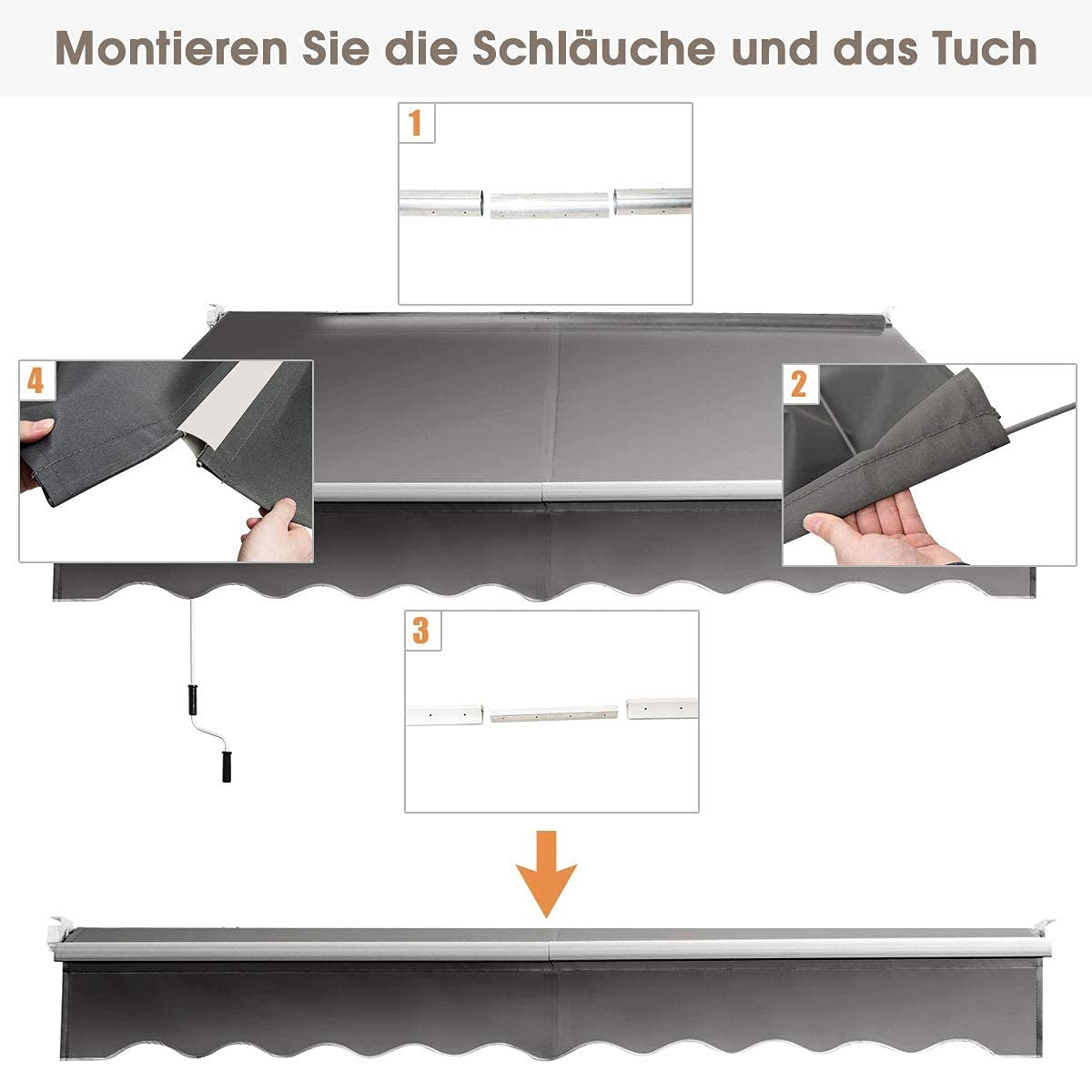 Uitschuifbare Zonwering – Terraszonwering – Balkonzonwering – Markies – Schaduwdoek – Aluminium Frame – Verstelbare Hoek 40-100° – Water- en UV-Bestendig