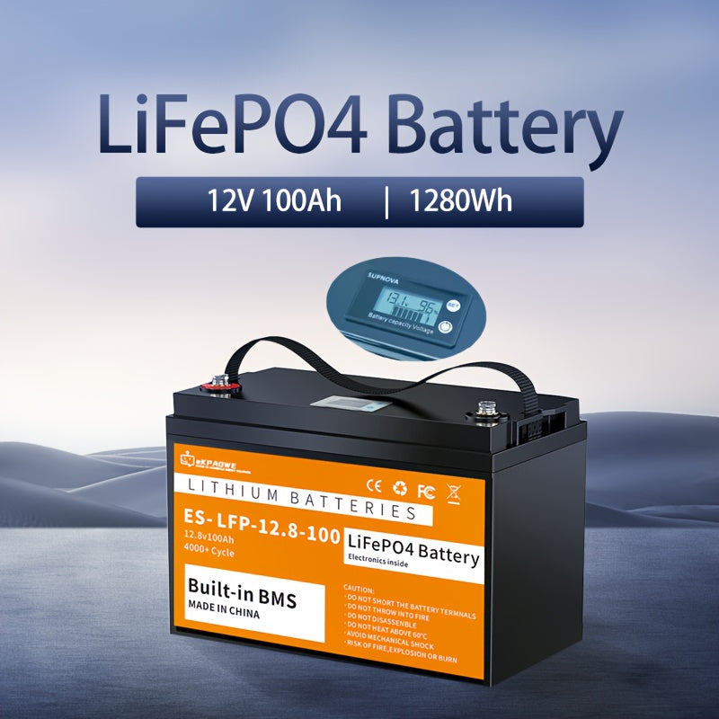 12V 100Ah LiFePO4 Accu – Lithium Batterij – Energieopslag – Solar Accu – Camper Accu – Ingebouwd BMS – Lange Levensduur 4000+ Cycli