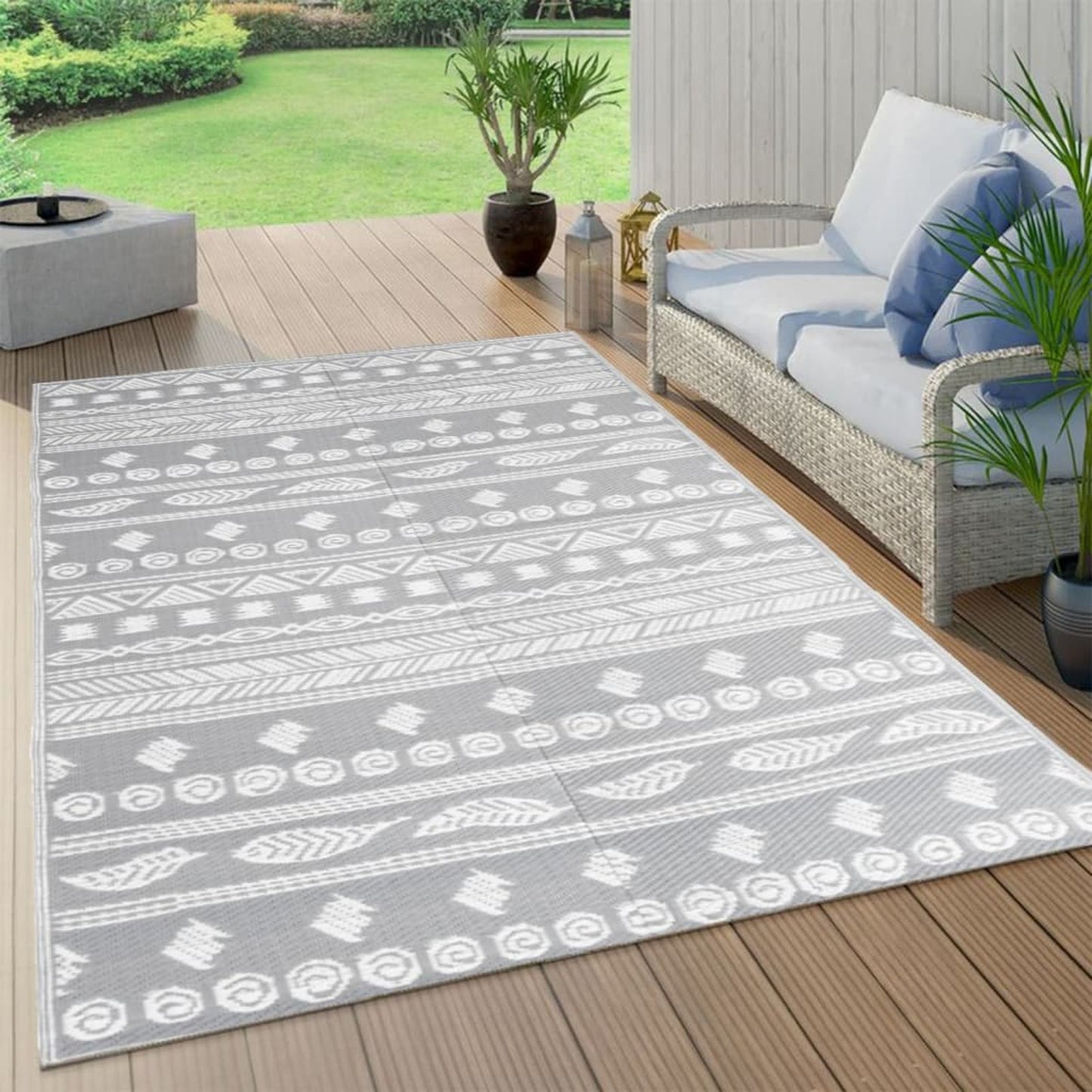 Buitenkleed – Tuinkleed – Buitentapijt – Balkonkleed – Vloerkleed – Weerbestendig – 120x180 cm – Duurzaam polypropyleen – Geometrisch patroon – Makkelijk schoon te maken – Handwas