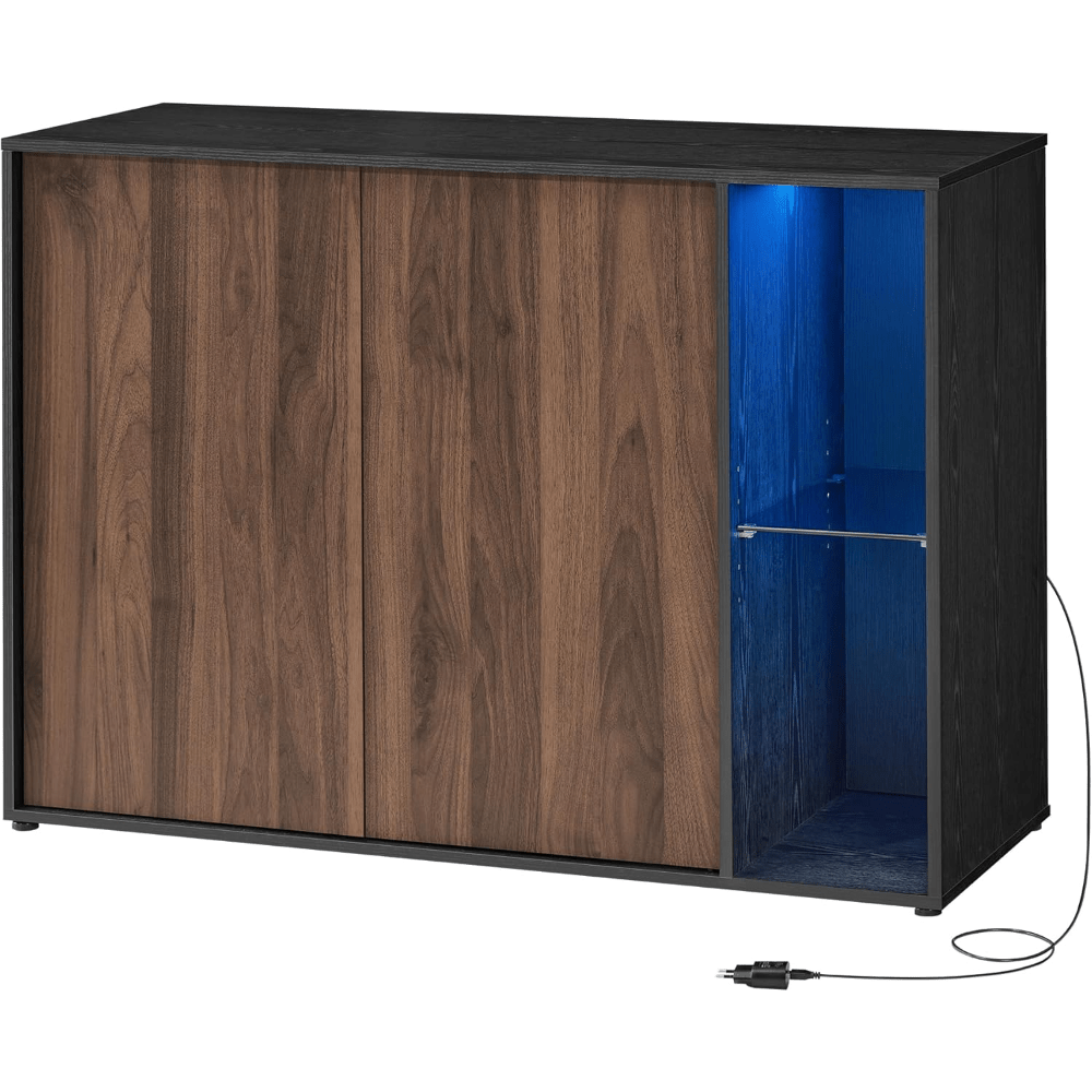 Dressoir – Sidetable – Opbergmeubel – TV-Meubel – Kast – Natuurlijk Walnoot – Snel En Gereedschapsloos Te Monteren – Verstelbare Planken Met RGB-Verlichting