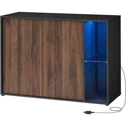 Dressoir – Sidetable – Opbergmeubel – TV-Meubel – Kast – Natuurlijk Walnoot – Snel En Gereedschapsloos Te Monteren – Verstelbare Planken Met RGB-Verlichting