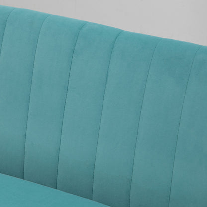 2-zitsbank – Tweezitsbank – Sofa – Zitbank – Linnen Bank – Retro Design – Houten Poten – 117x56,5x77 cm – Groen