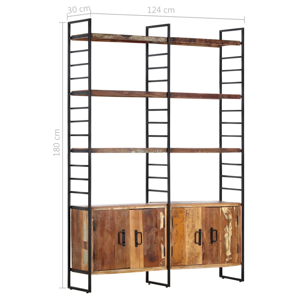 Boekenkast – Boekplank – Opbergkast – Bibliotheekmeubel – Vitrinekast – Massief Gerecycled Acaciahout – Industrieel Gepoedercoat IJzeren Frame