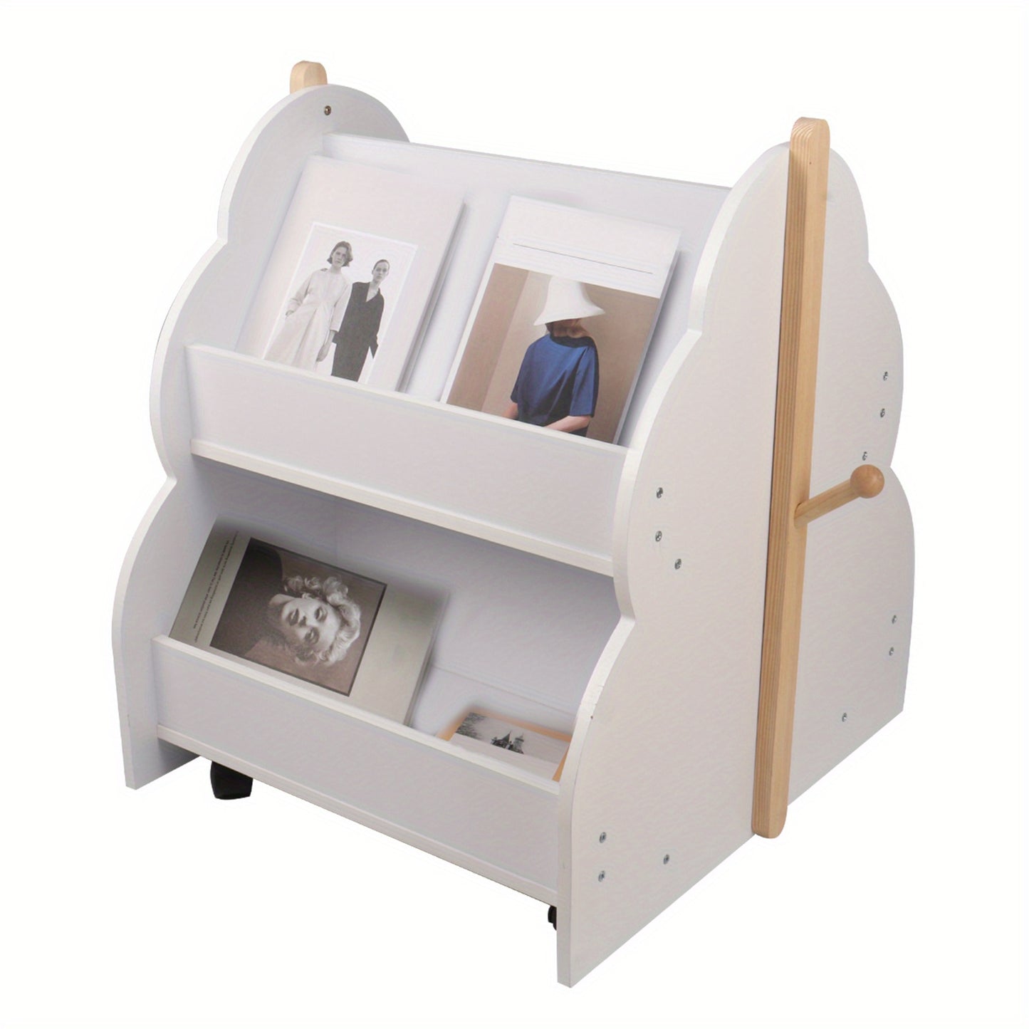 Boekenplank – Boekenkast – Wandrek – Opbergkast – Boekenrek – Mobiel Op Wieltjes – Boomvormig Ontwerp – 2 Lagen – 50x54x61 cm – Duurzaam Kunststof